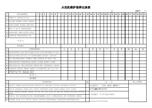 火花机维护保养记录表