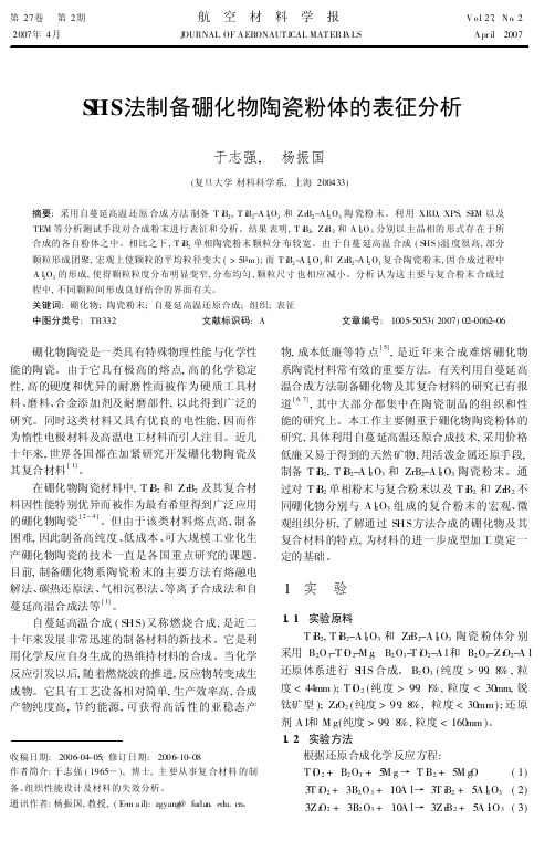 SHS法制备硼化物陶瓷粉体的表征分析