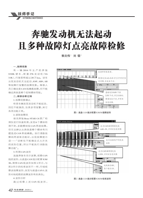 奔驰发动机无法起动且多种故障灯点亮故障检修