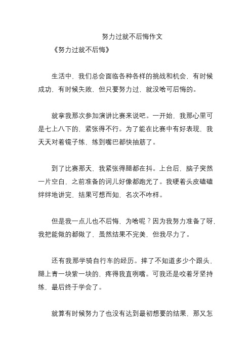 努力过就不后悔作文