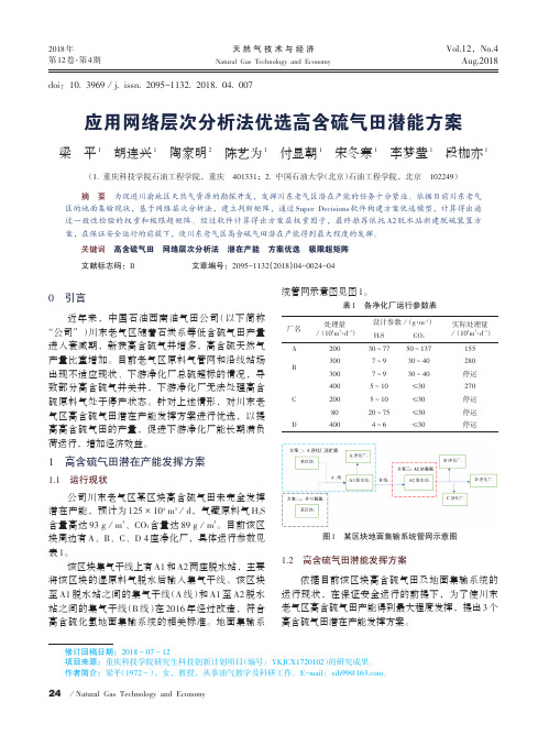 应用网络层次分析法优选高含硫气田潜能方案