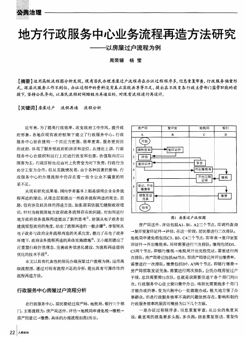 地方行政服务中心业务流程再造方法研究——以房屋过户流程为例