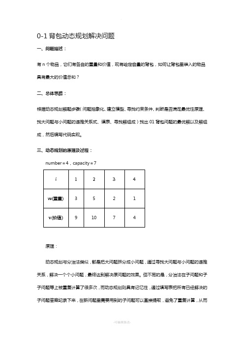 动态规划与回溯法解决0-1背包问题