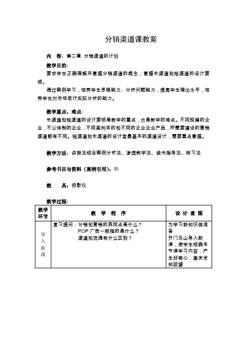 分销渠道课教案 第二周