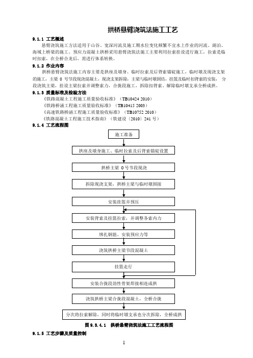 拱桥悬臂浇筑法施工工艺