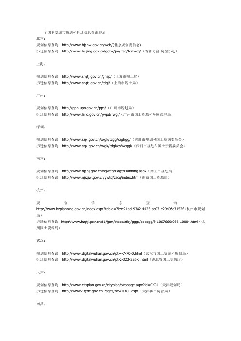 全国主要城市规划和拆迁信息查询地址