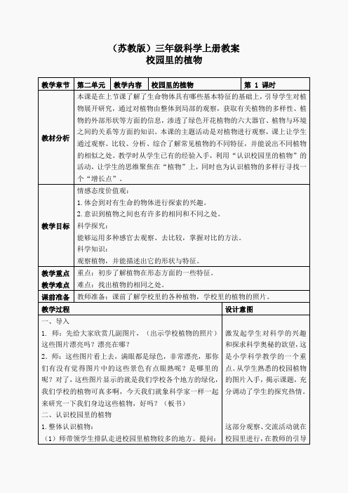 苏教小学科学三上《04校园里的植物》word教案(3)