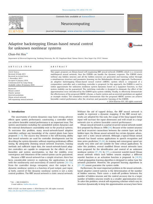 AdaptivebacksteppingElman-basedneuralcontrol for unknownnonlinearsystems