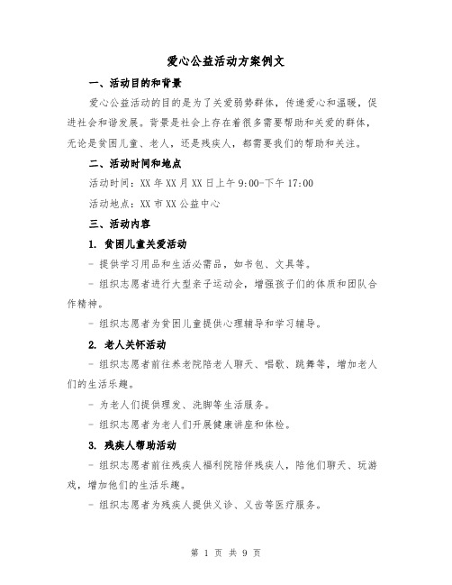 爱心公益活动方案例文（三篇）