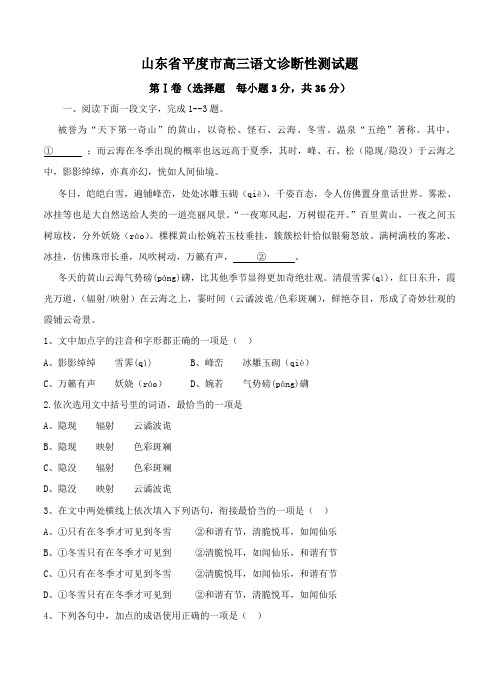 山东省平度市高考模拟语文试题(二)(Word版,含答案)