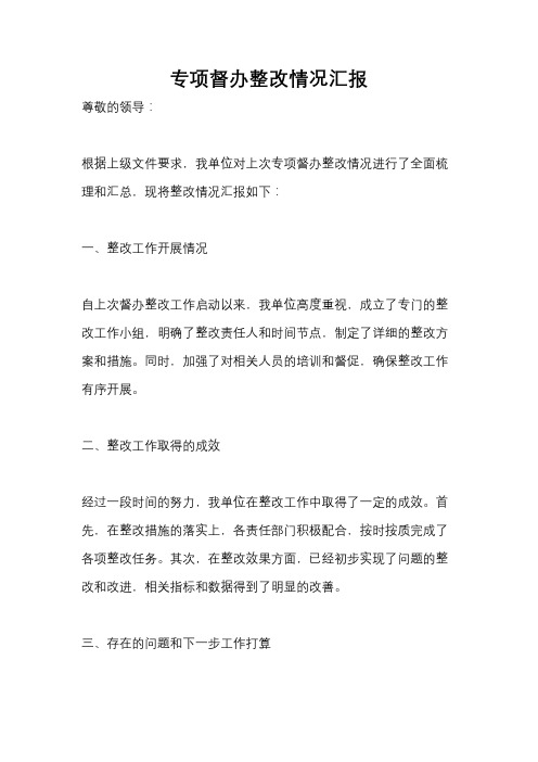 专项督办整改情况汇报