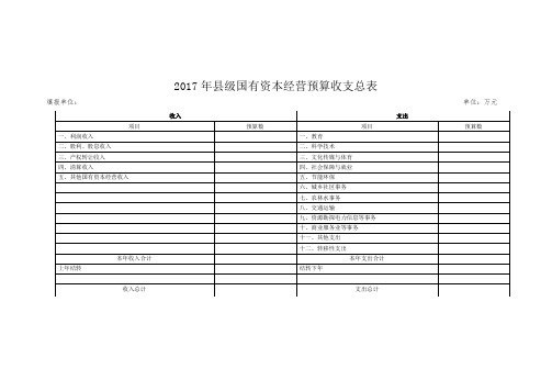 2017年级国有资本经营预算收支总表