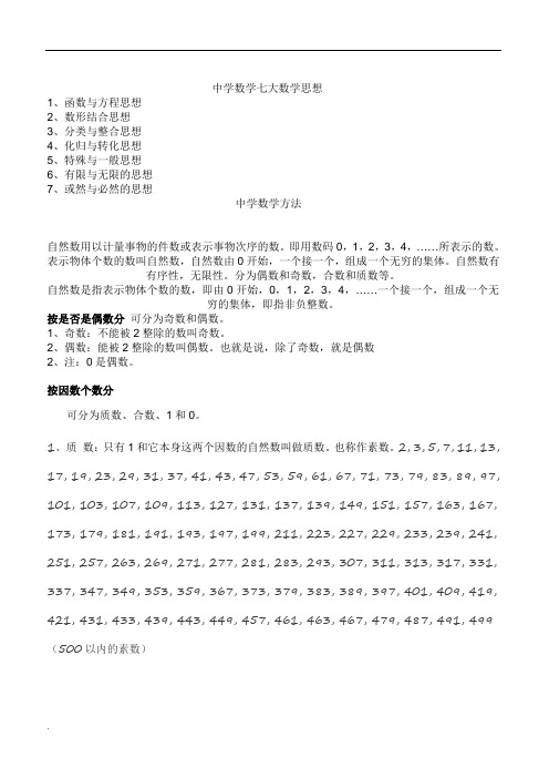 初中数学知识点2018最全WORD版