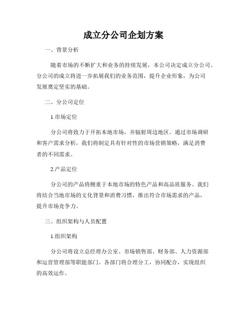 成立分公司企划方案