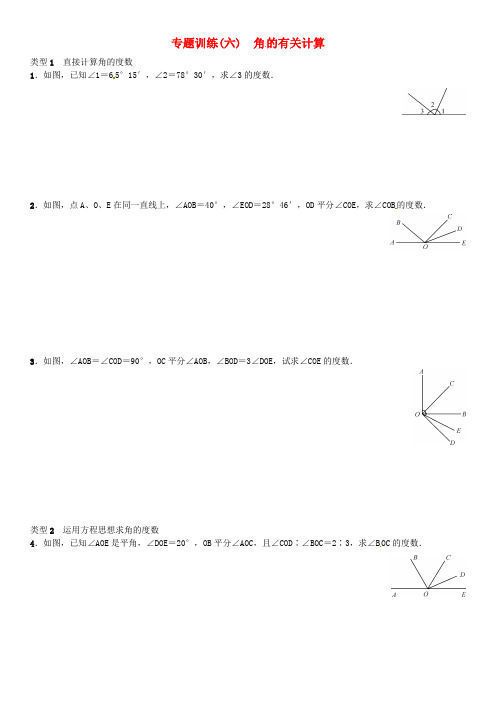 七年级数学上册-专题训练角的有关计算-北师大版