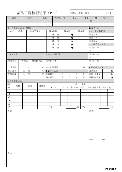 IATF16949-xx-F004 部品工程检查记录(PIR)2 (1)