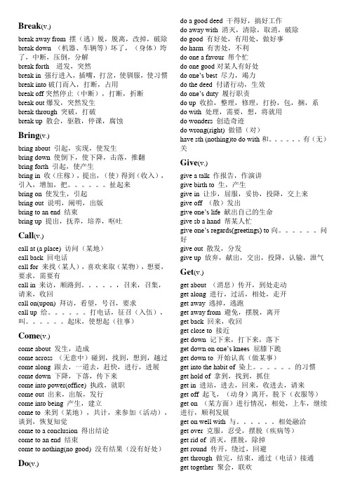 高中英语重点短语归纳大全