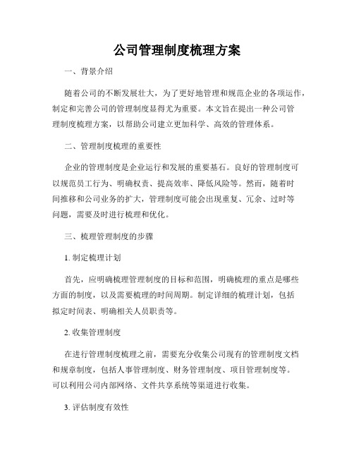 公司管理制度梳理方案