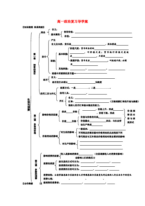 高中政治经济生活第一单元复习学案新人教版必修1