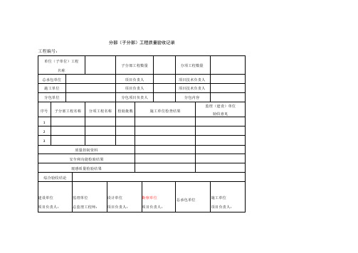分部(子分部)工程质量验收记录