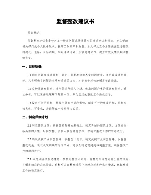 监督整改建议书