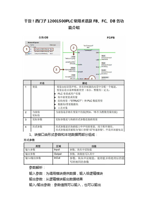 干货！西门子12001500PLC常用术语及FB、FC、DB各功能介绍