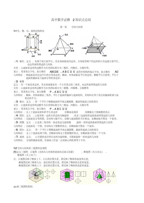 新人教版高中数学必修2知识点总结