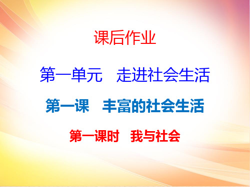 人教部编版八年级道德与法治上册课后作业 第一单元 1.1我与社会(共17张PPT)教育课件