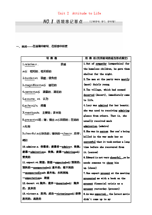 2018届高考英语一轮温习Unit2AttitudetoLife学案重庆大学版必修3