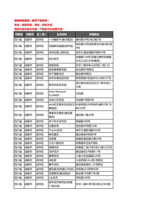 新版四川省成都市成华区花卉企业公司商家户名录单联系方式地址大全341家
