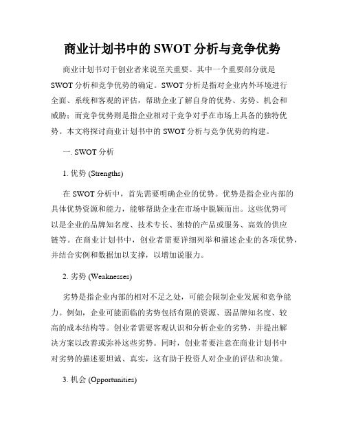 商业计划书中的SWOT分析与竞争优势