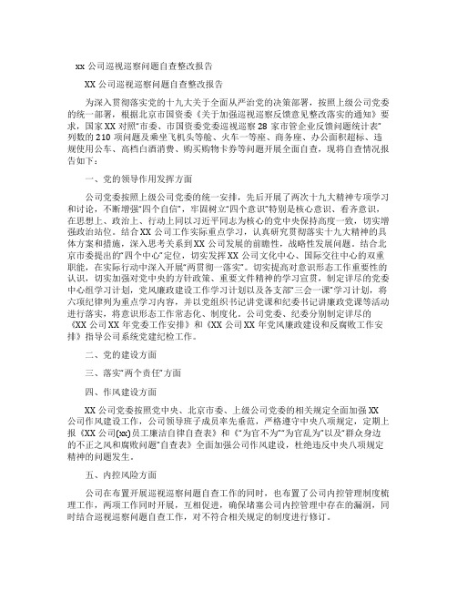 xx公司巡视巡察问题自查整改报告