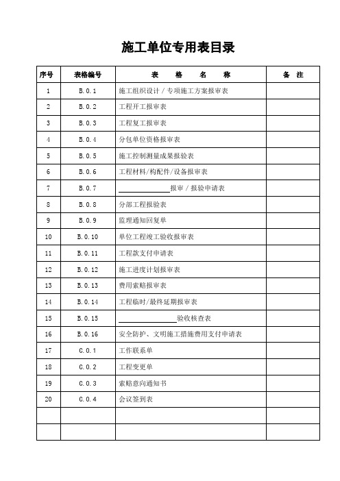 施工单位用表(B C)(新规)剖析