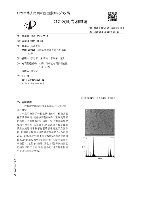 【CN109847742A】一种絮状钯纳米材料及其制备方法和应用【专利】