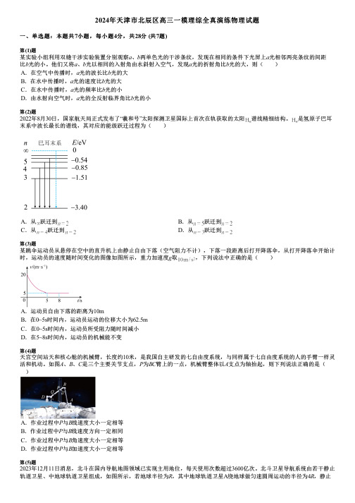 2024年天津市北辰区高三一模理综全真演练物理试题