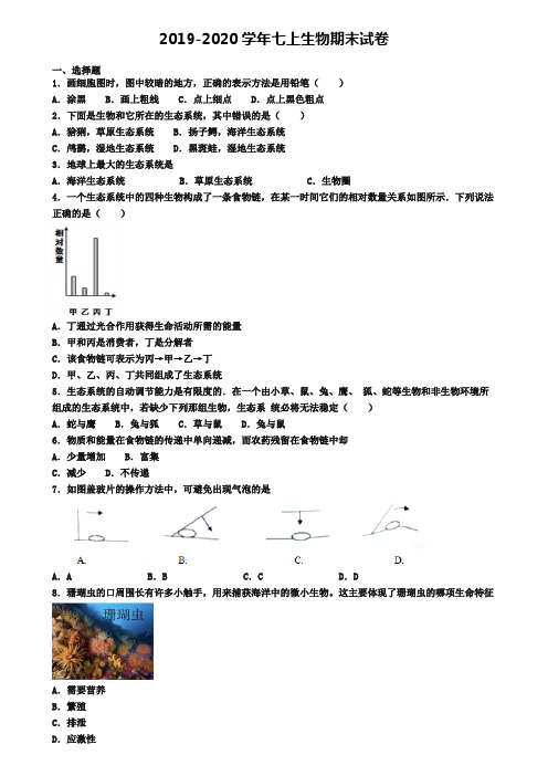 (4份试卷汇总)2019-2020学年北京市西城区生物七年级(上)期末考试模拟试题