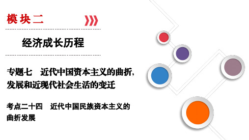 2019大一轮高考总复习历史(人民版)课件：考点24+近代中国民族资本主义的曲折发展