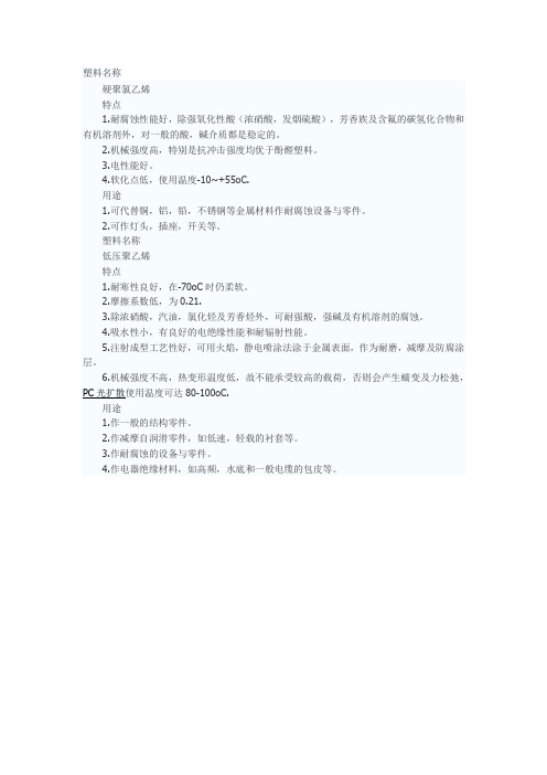 PVC与HDPE特点和用途介绍