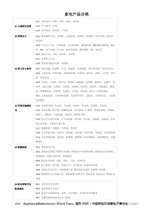 (完整版)家电产品分类