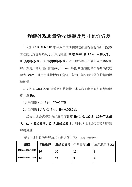 焊缝外观质量验收标准及尺寸允许偏差(114)