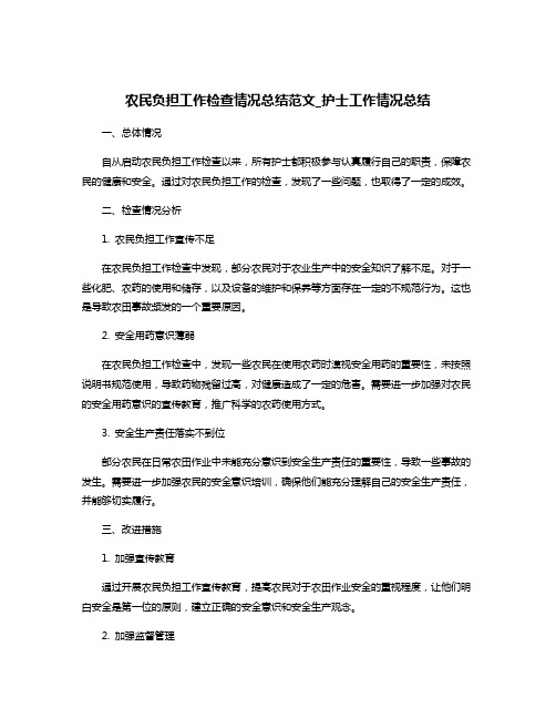 农民负担工作检查情况总结范文_护士工作情况总结