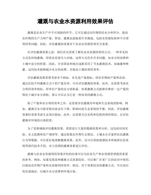 灌溉与农业水资源利用效果评估