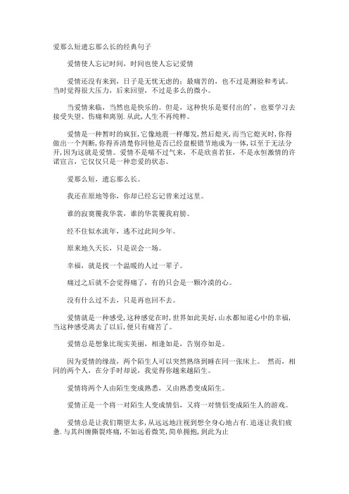 爱那么短遗忘那么长的经典句子