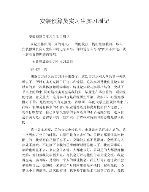 安装预算员实习生实习周记