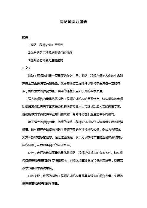 消防师资力量表