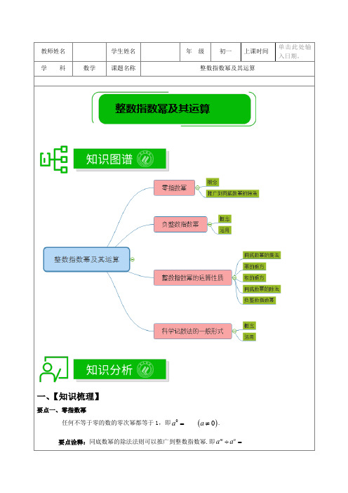 拓展版-整数指数幂及分式的简便运算-教师版