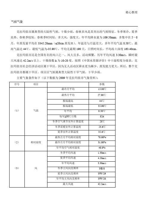 克拉玛依气候气象资料