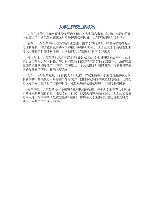 大学生在校生活状况怎么写范文简短