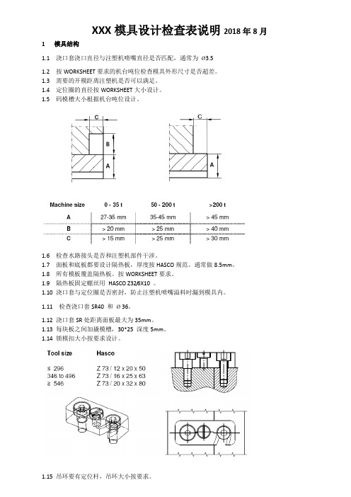 最新模具设计检查表说明