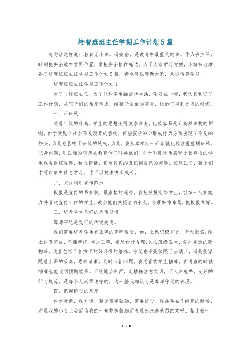 培智班班主任学期工作计划5篇